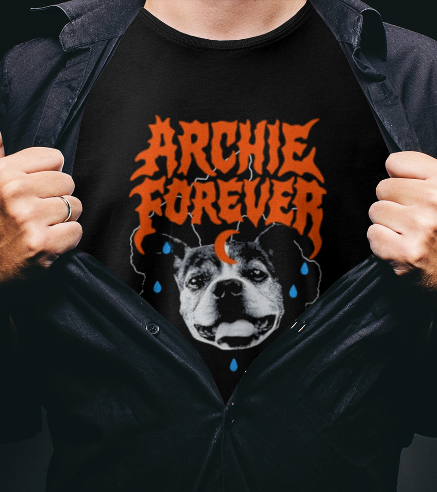 Archie Forever Dog Memorial Pet Tribute With Teardrops And Crescent Moon T-Shirt