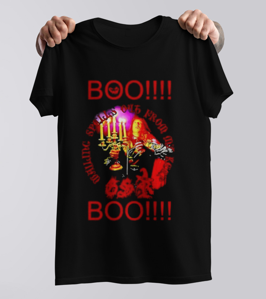 BOO Wailing Spells Out From My Keep Boo Candelabra Portrait Halloween T-Shirt