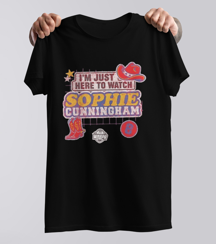 I'm Just Here To Sophie Cunningham WNBA Cowboys Hat Boots Star 8 T-Shirt