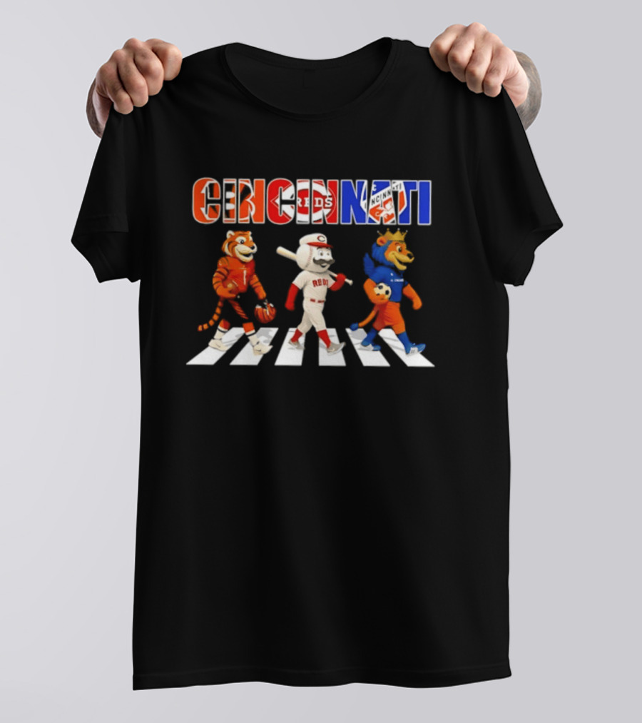 Cincinnati Reds Bengals Lions Mascots Abbey Road 2026 T-Shirt