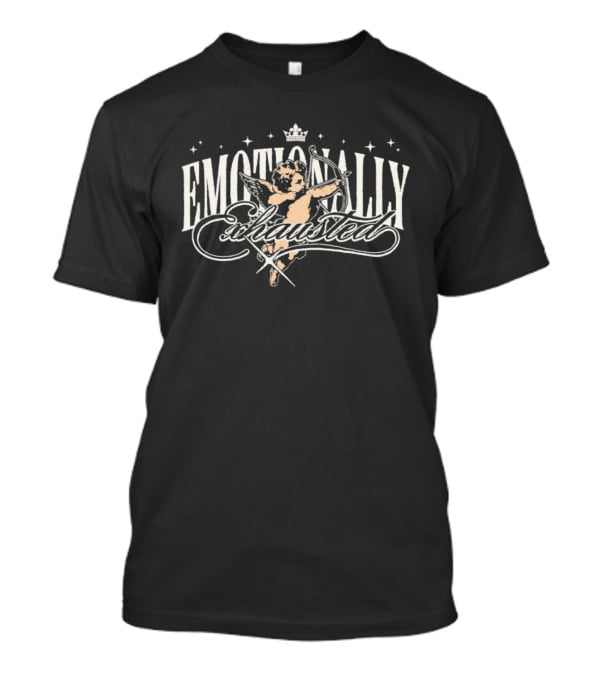 Emotionally Exhausted Cupid Angel With Crown And Stars T-Shirt