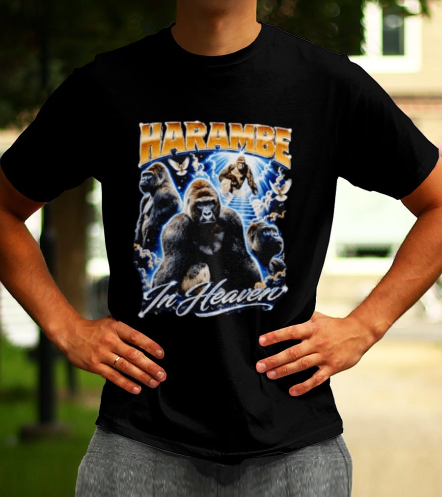 Harambe In Heaven Gorilla And Angels T-Shirt
