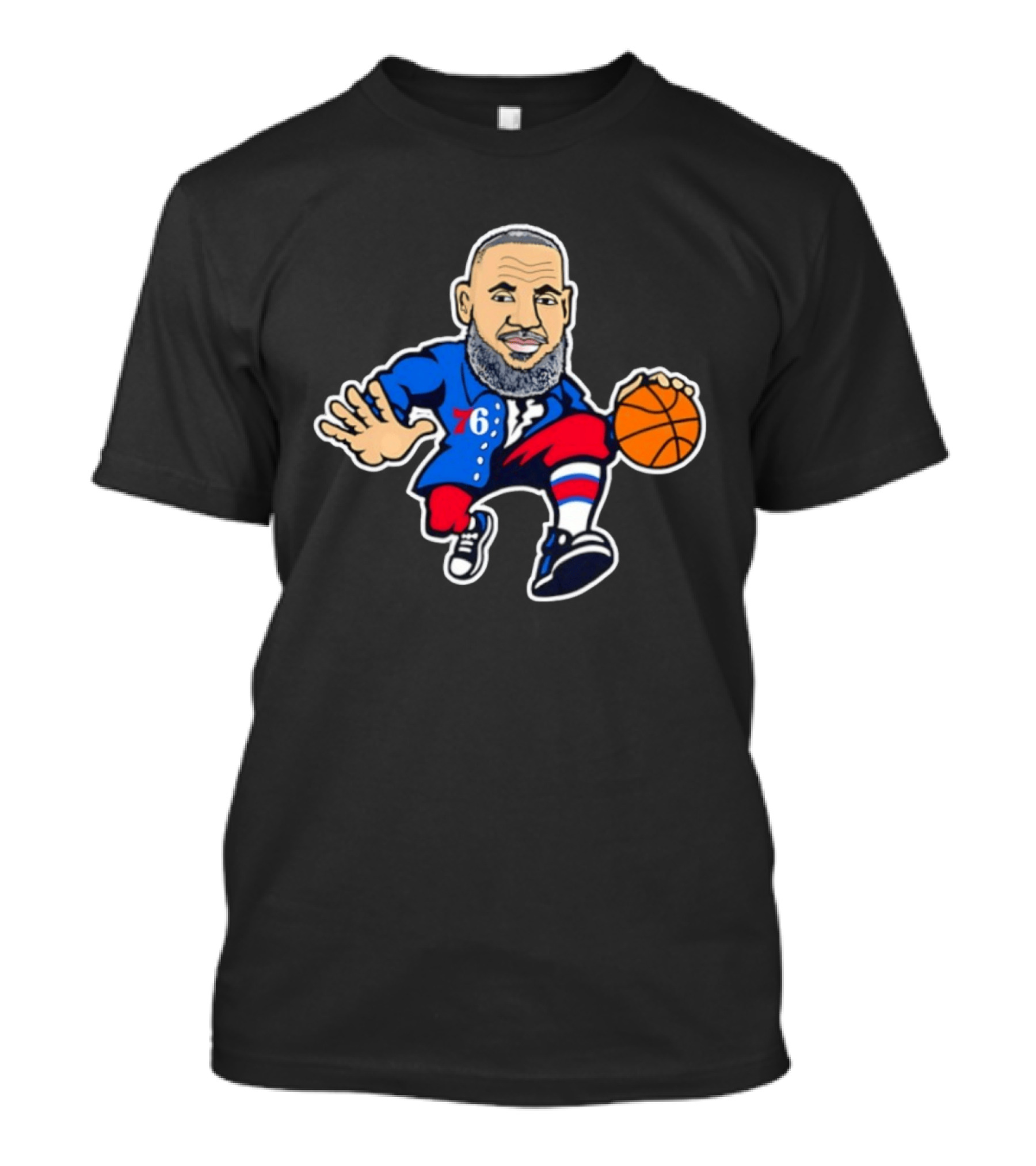 LeBron James Philadelphia Sixers Cartoon Basketball Player With Number 76 T-Shirt