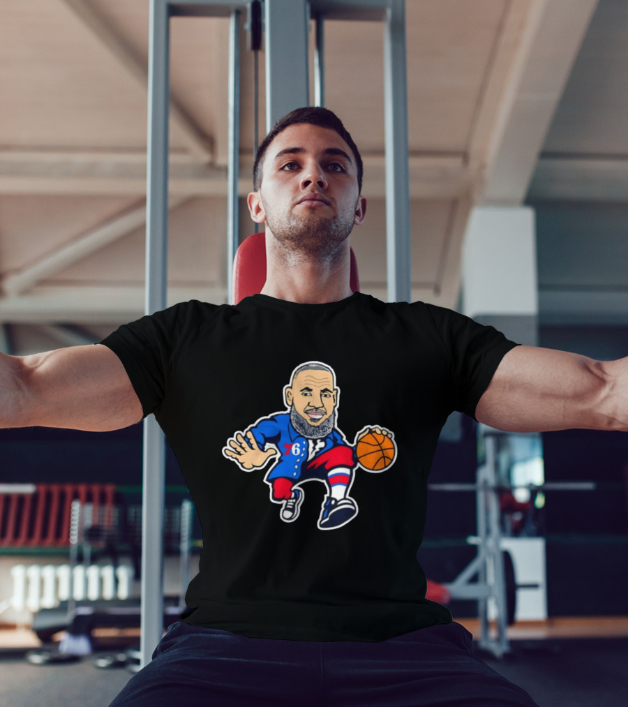 LeBron James Philadelphia Sixers Cartoon Basketball Player With Number 76 T-Shirt