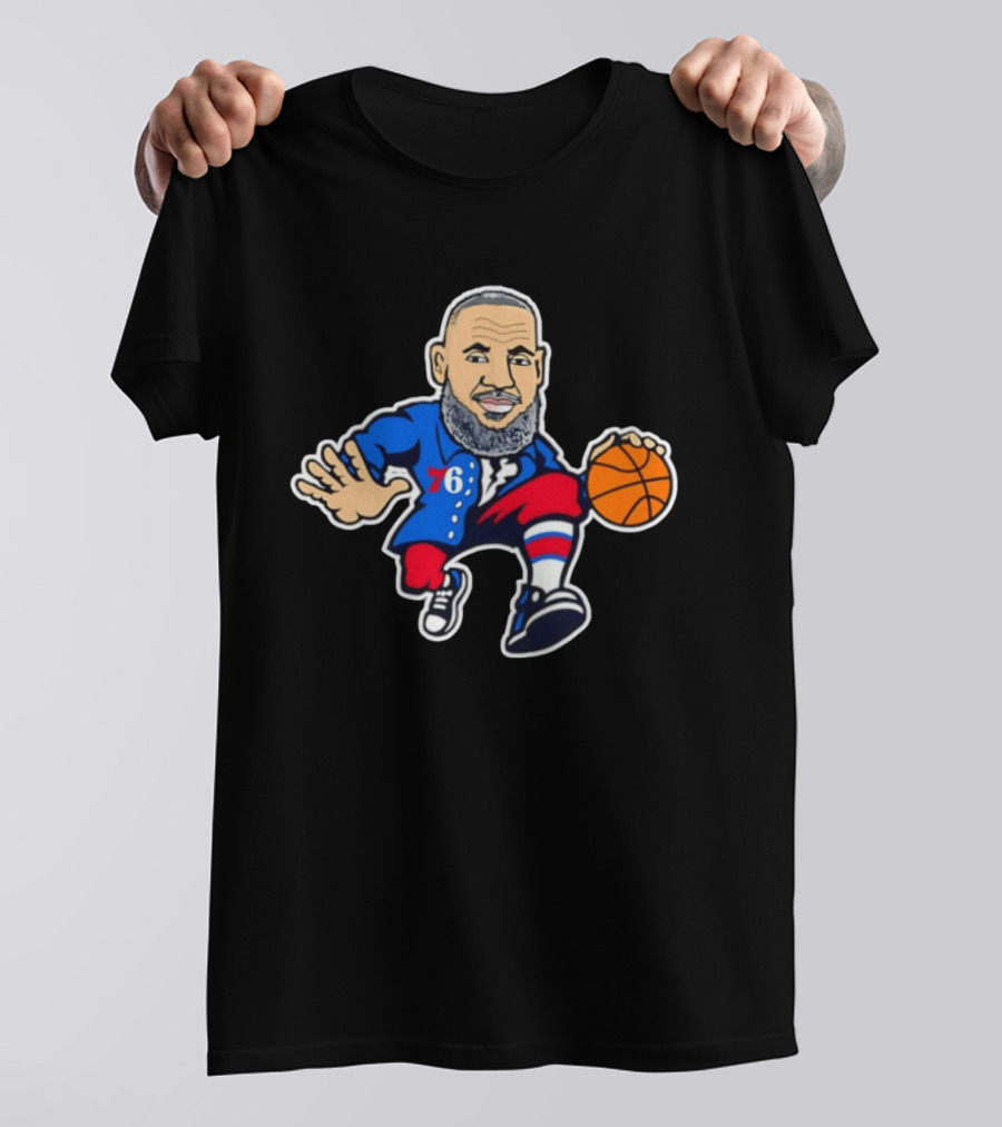 LeBron James Philadelphia Sixers Cartoon Basketball Player With Number 76 T-Shirt