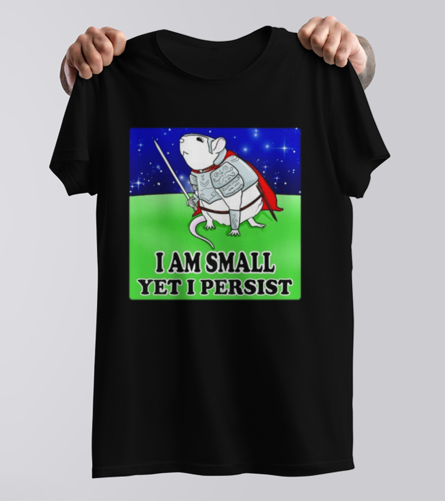 I Am Small Yet I Persist Knight Rat Armor Red Cape Stars T-Shirt