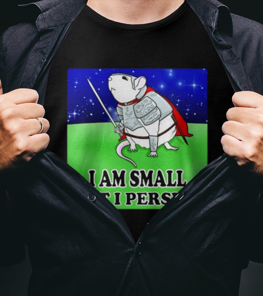 I Am Small Yet I Persist Knight Rat Armor Red Cape Stars T-Shirt