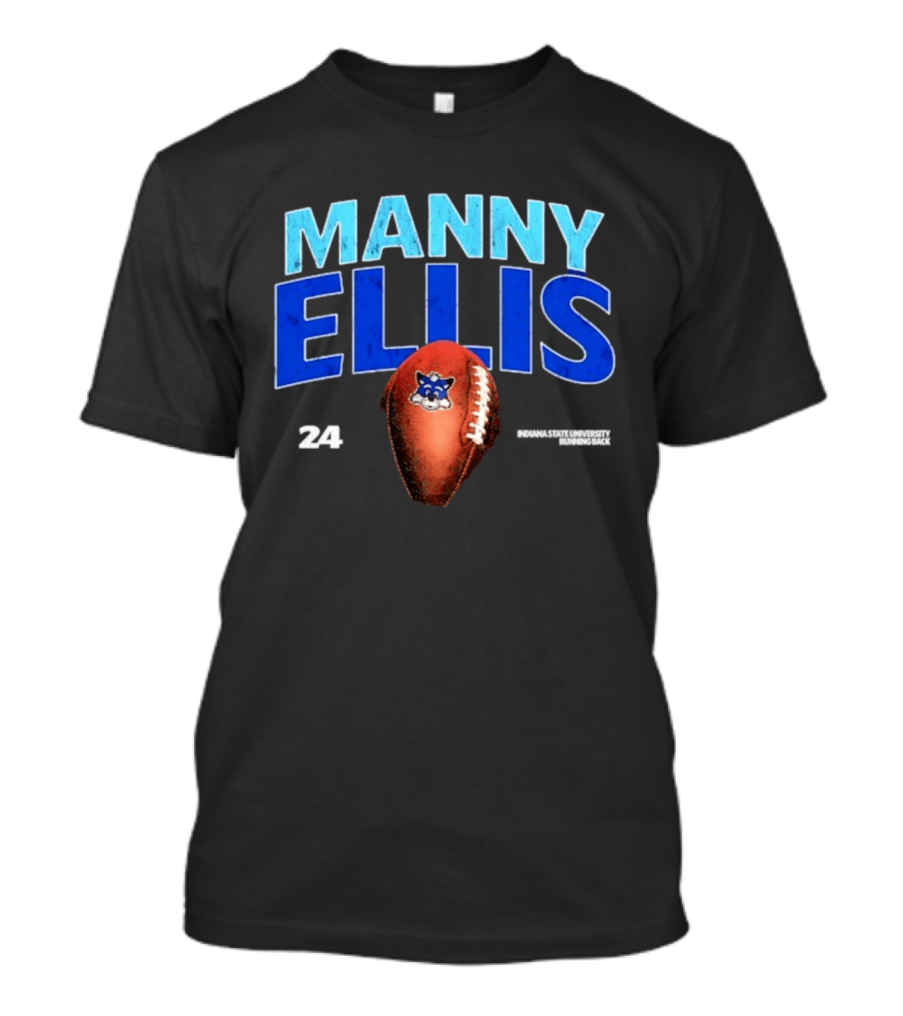 Manny Ellis 24 Indiana State University Running Back Football Sycamores T-Shirt