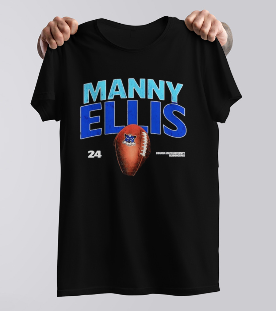 Manny Ellis 24 Indiana State University Running Back Football Sycamores T-Shirt
