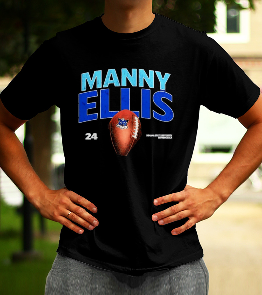 Manny Ellis 24 Indiana State University Running Back Football Sycamores T-Shirt