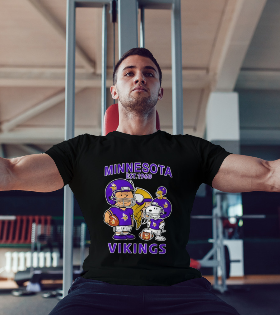 Minnesota Vikings Snoopy Charlie Brown Woodstock Est 1960 Football Team Fan Gear T-Shirt