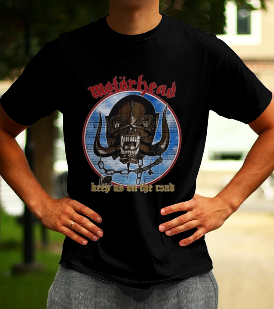 Motörhead Keep Us On The Road Skull Chain Iconic Rock Motif T-Shirt