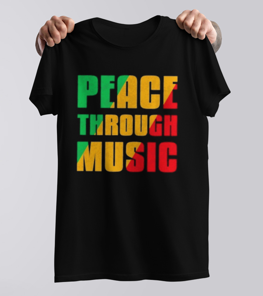 Peace Through Music Reggae Rasta Jamaica T-Shirt