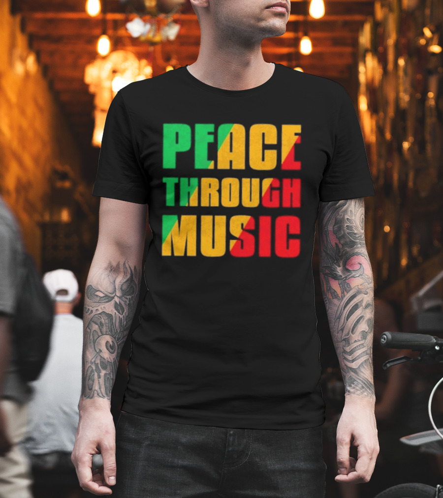 Peace Through Music Reggae Rasta Jamaica T-Shirt