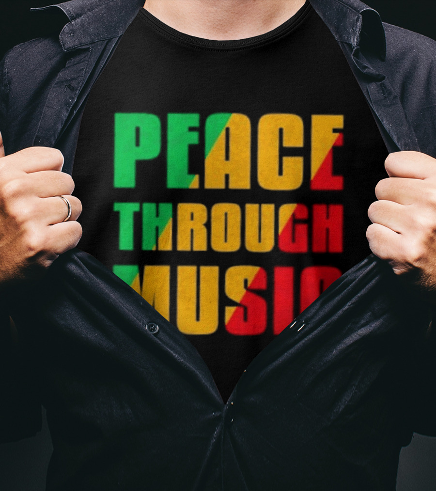 Peace Through Music Reggae Rasta Jamaica T-Shirt