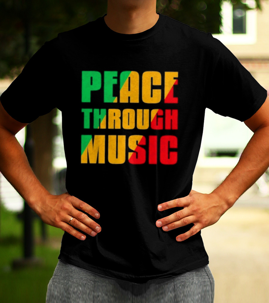 Peace Through Music Reggae Rasta Jamaica T-Shirt
