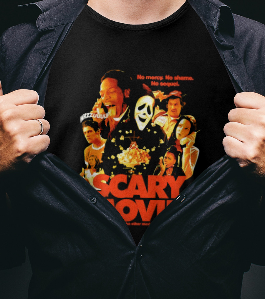 Scary Movie No Mercy No Shame No Sequel Spoof Characters Popcorn Scene T-Shirt