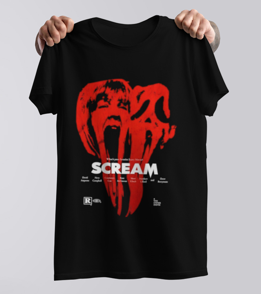 Scream What Is Your Favorite Scary Movie Blood Mask Painting T-Shirt