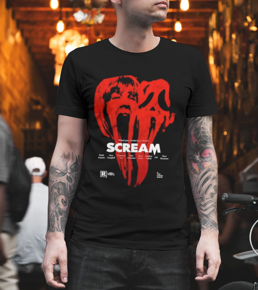 Scream What Is Your Favorite Scary Movie Blood Mask Painting T-Shirt