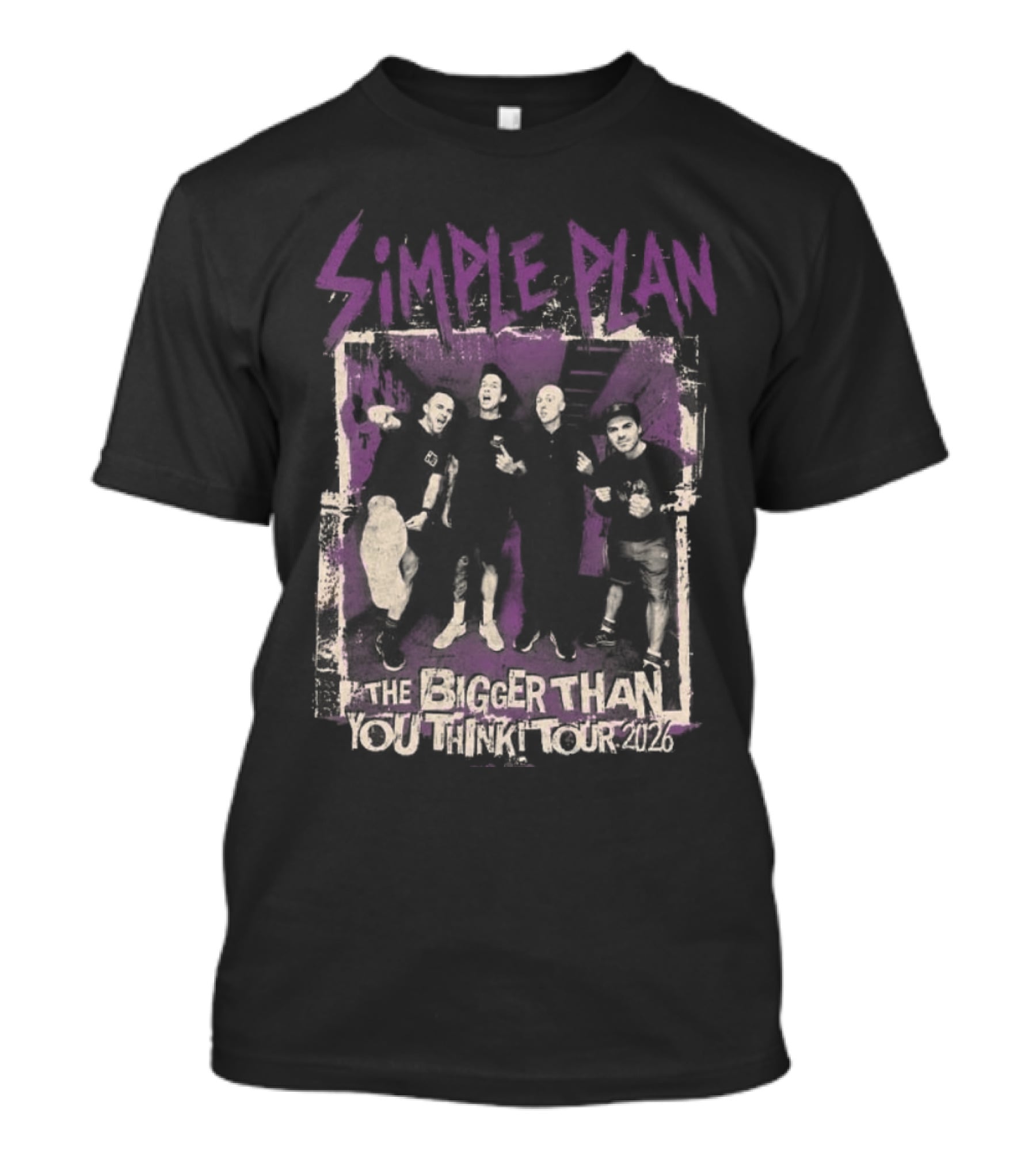 Simple Plan The Bigger Than You Think Tour 2026 The Sequel Band Photo Cities List T-Shirt