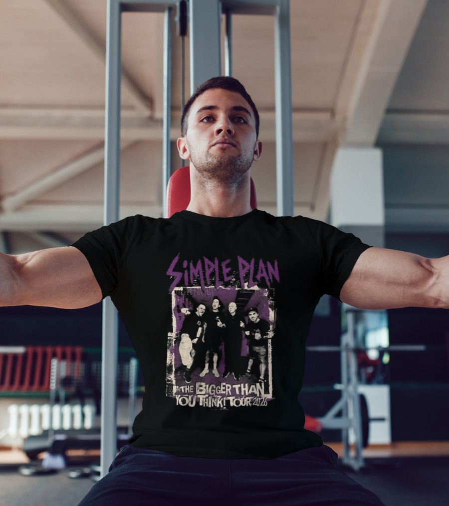 Simple Plan The Bigger Than You Think Tour 2026 The Sequel Band Photo Cities List T-Shirt