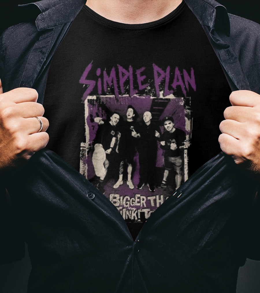 Simple Plan The Bigger Than You Think Tour 2026 The Sequel Band Photo Cities List T-Shirt