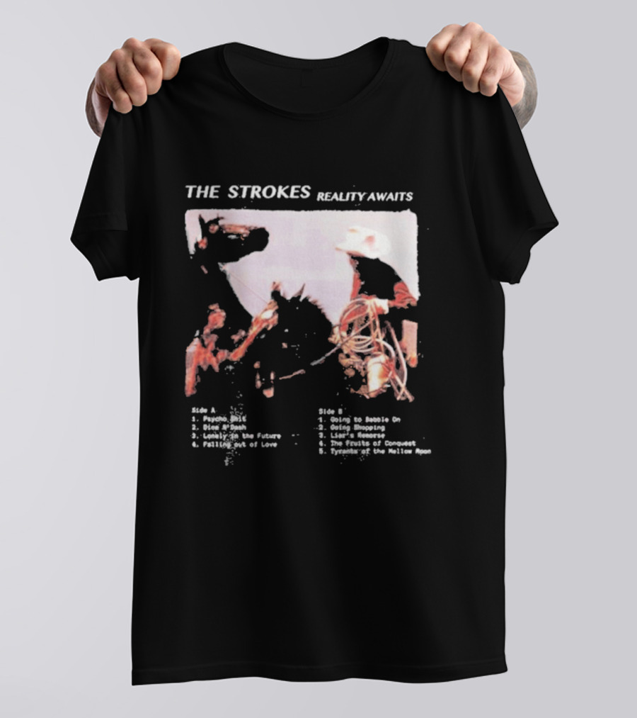 The Strokes Reality Awaits Tracklist Cowboy Imagery Future Nostalgia Space Cowboys T-Shirt