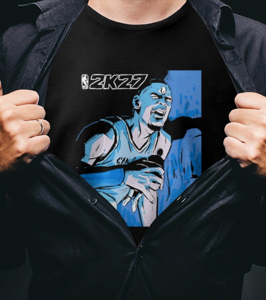 Victor Wembanyama NBA 2K27 Basketball Game Cover T-Shirt