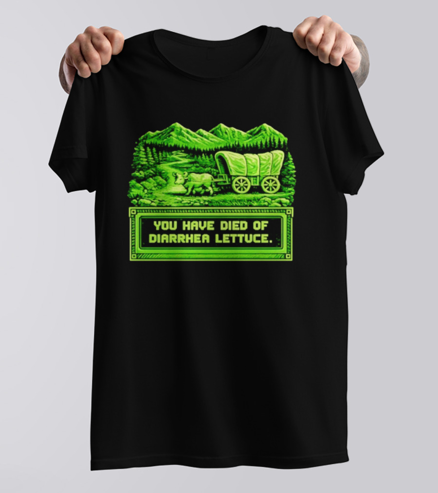 You Have Died Of Diarrhea Lettuce Wagon Trail Retro Gaming T-Shirt