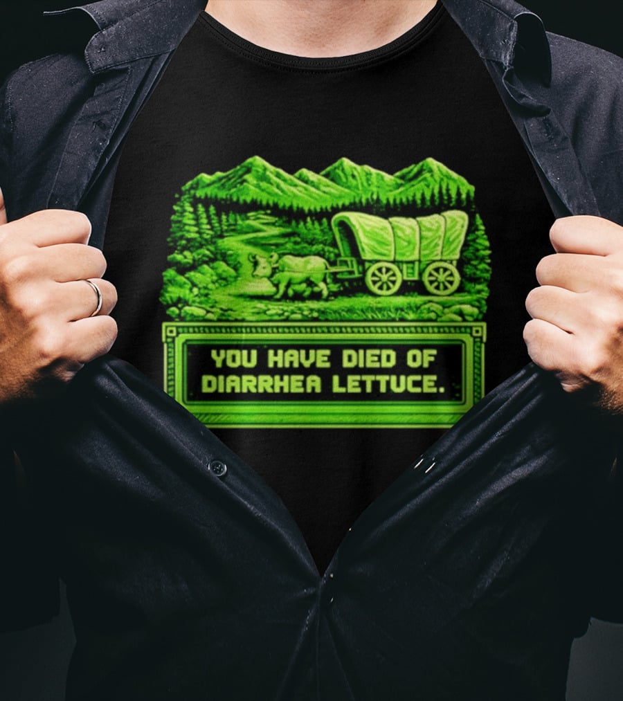 You Have Died Of Diarrhea Lettuce Wagon Trail Retro Gaming T-Shirt