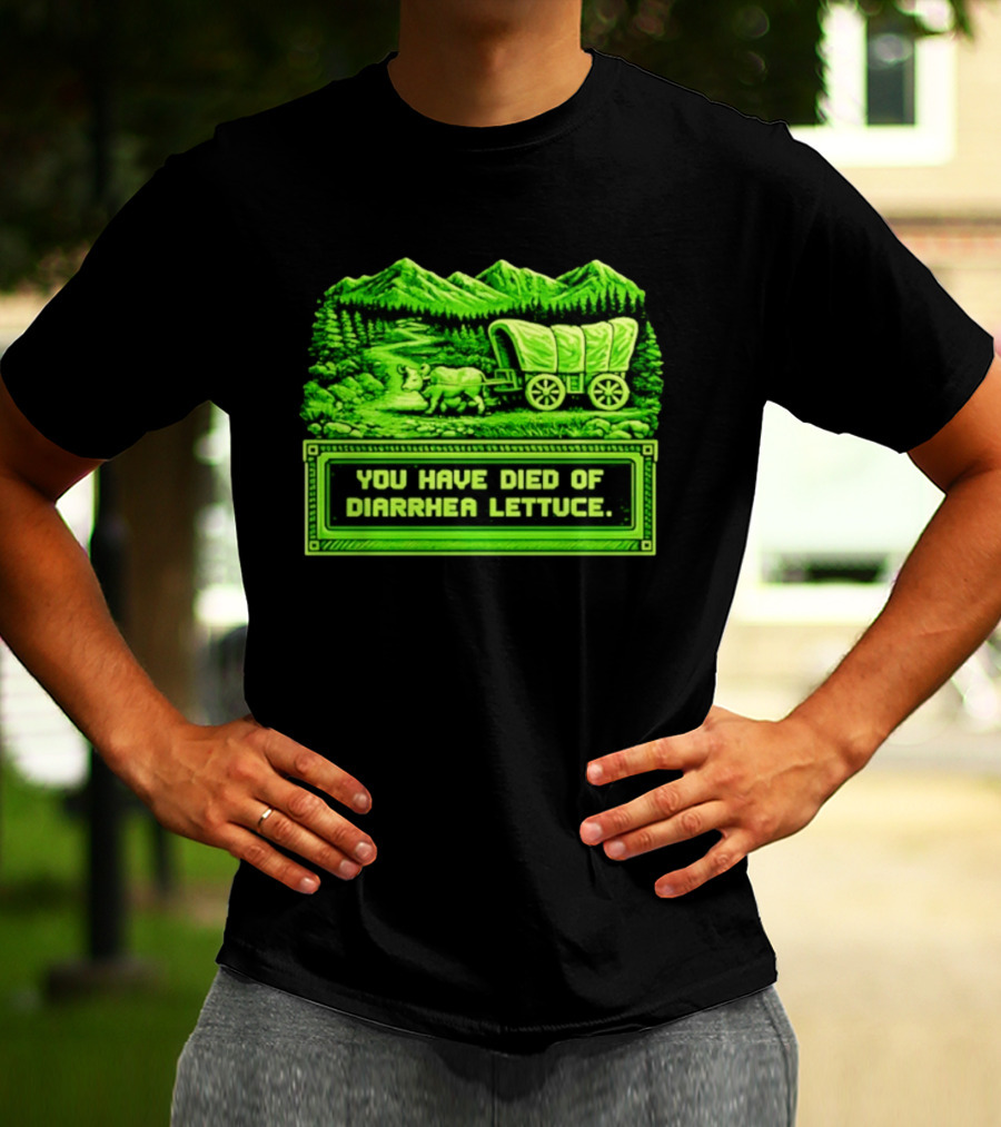 You Have Died Of Diarrhea Lettuce Wagon Trail Retro Gaming T-Shirt