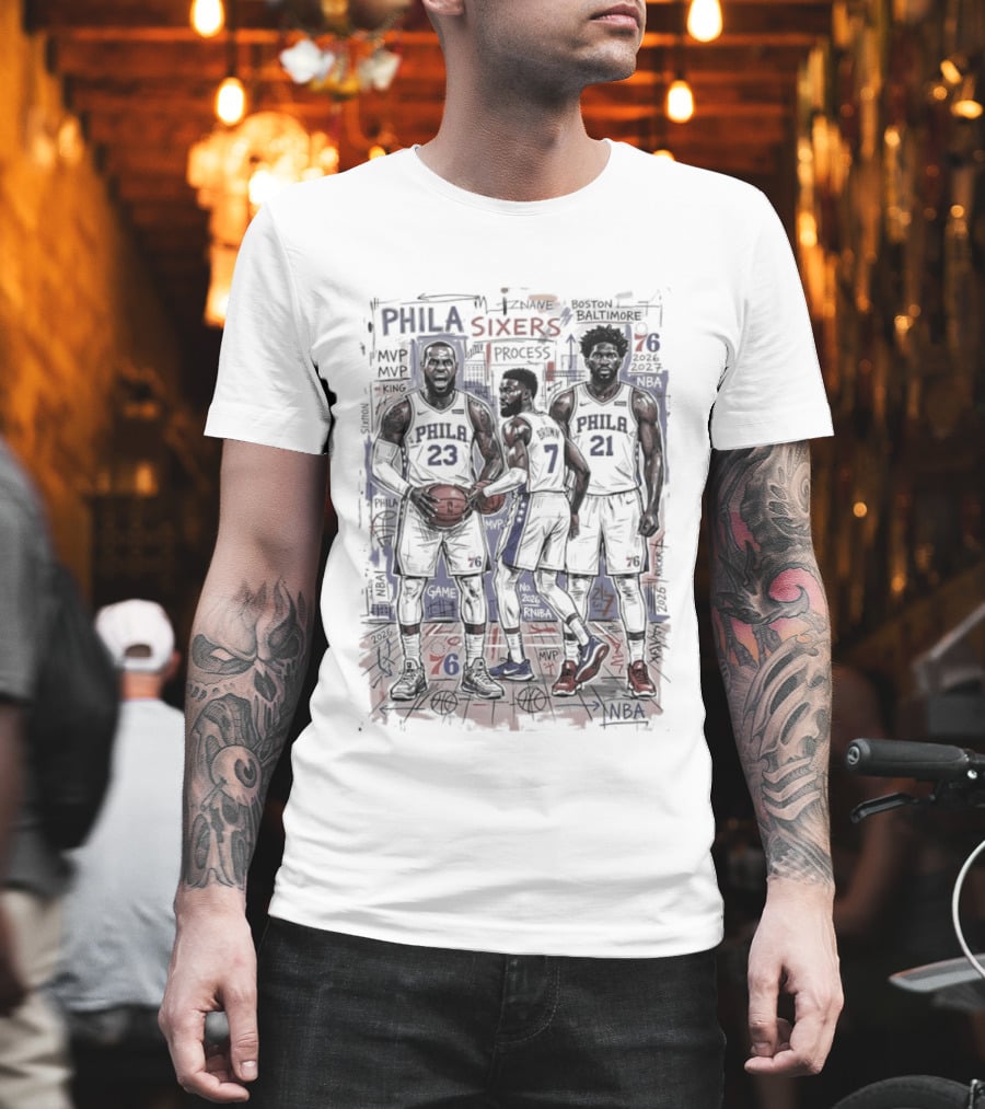 Philadelphia 76ers Big 3 Process LeBron James Jaylen Brown Joel Embiid T-Shirt