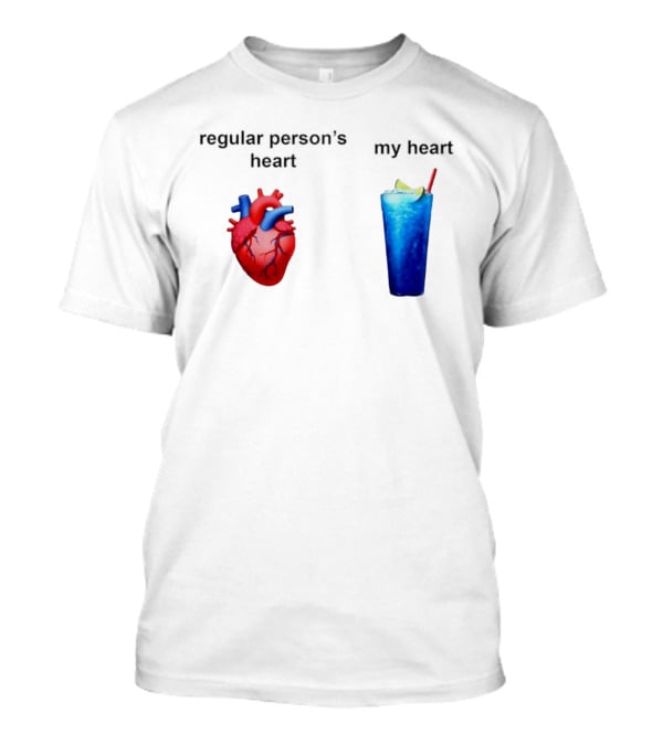Regular Person's Heart Vs My Heart Blue Drink Emojis T-Shirt
