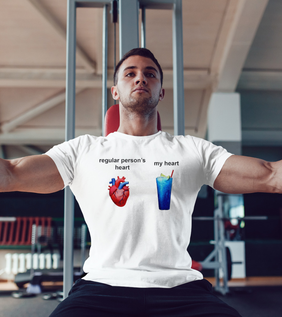 Regular Person's Heart Vs My Heart Blue Drink Emojis T-Shirt