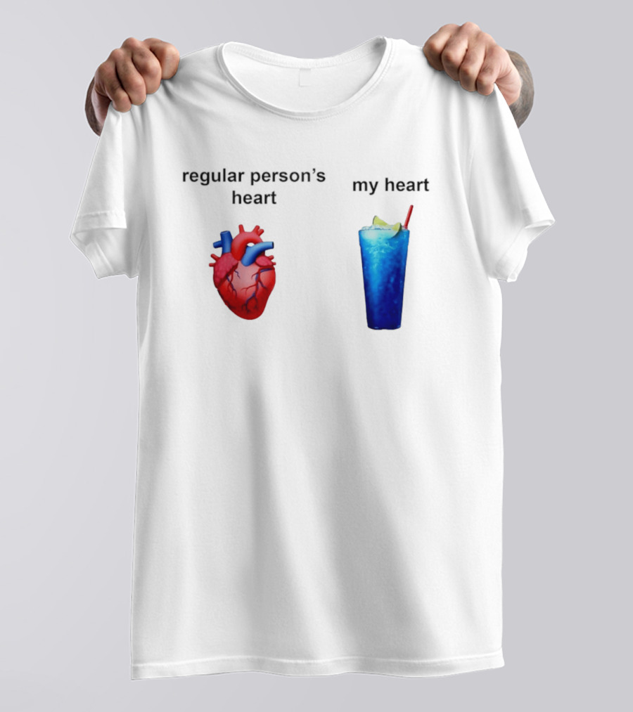 Regular Person's Heart Vs My Heart Blue Drink Emojis T-Shirt