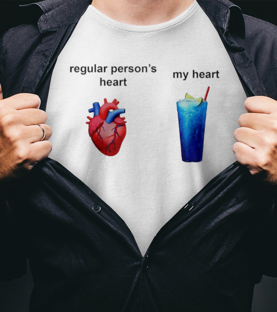 Regular Person's Heart Vs My Heart Blue Drink Emojis T-Shirt