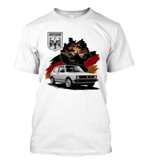 Deutsche Automobilkunst Volkswagen Golf GTI Germany Map Scenic Road Eagle Crest T-Shirt