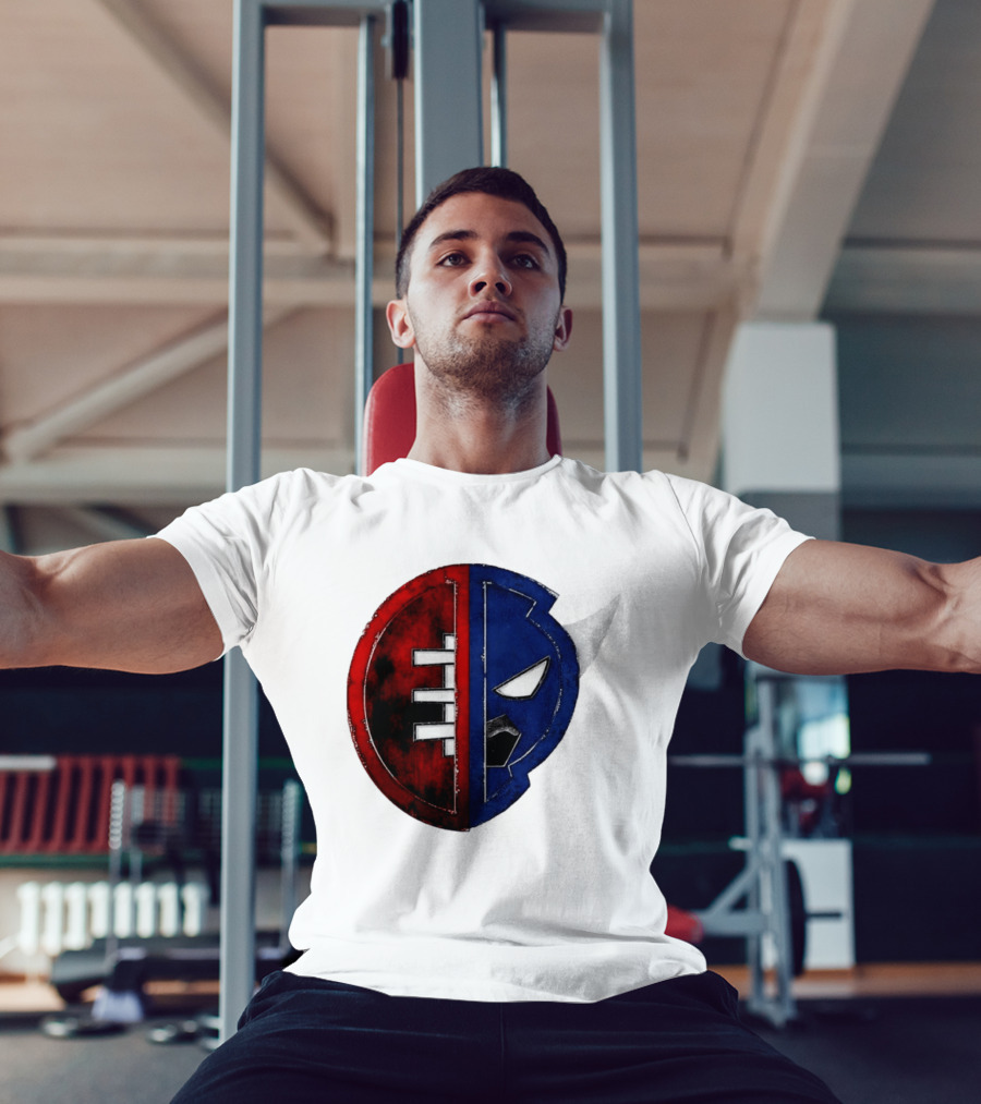 Buffalo Football Fusion Mask Emblem Red Blue Horns T-Shirt