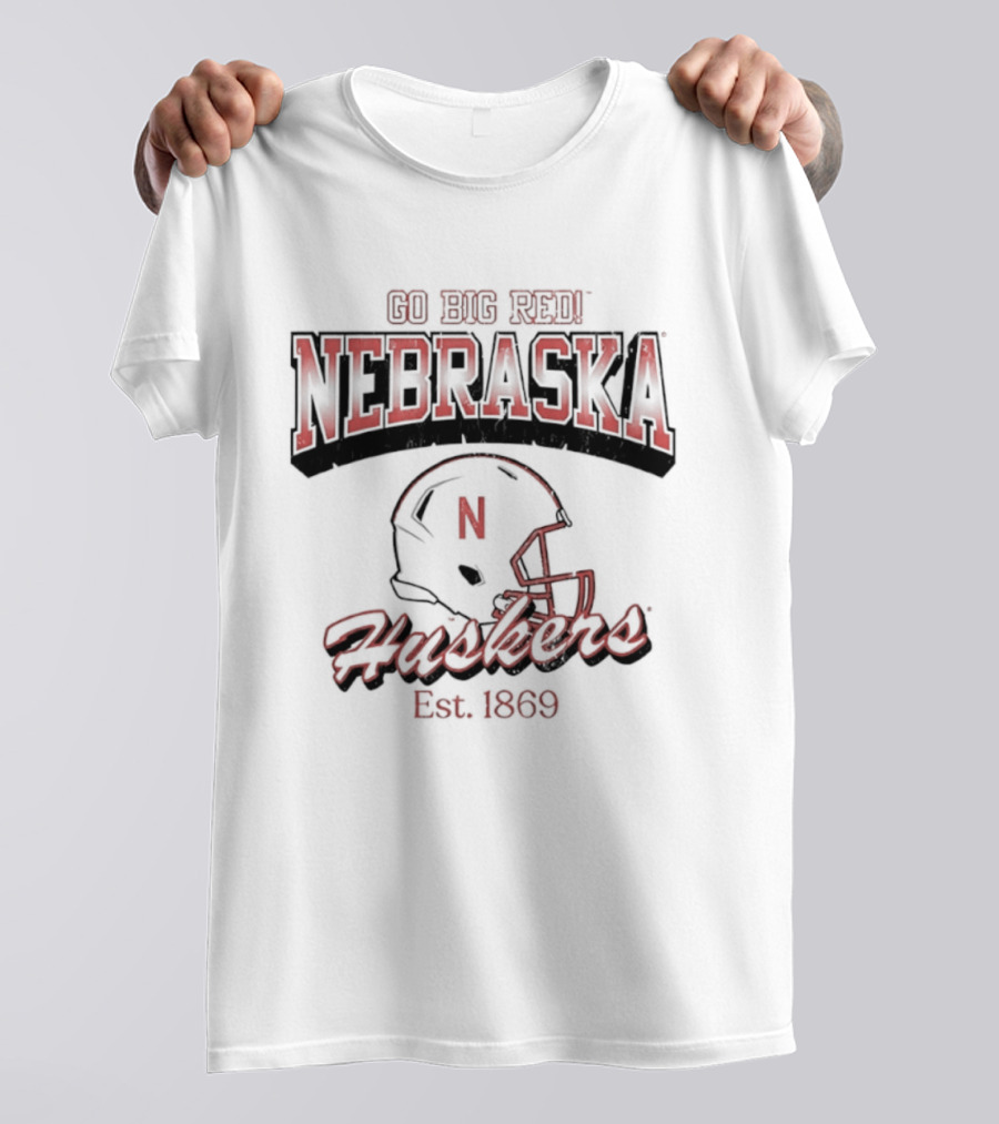 Go Big Red Nebraska Huskers Est 1869 Helmet T-Shirt