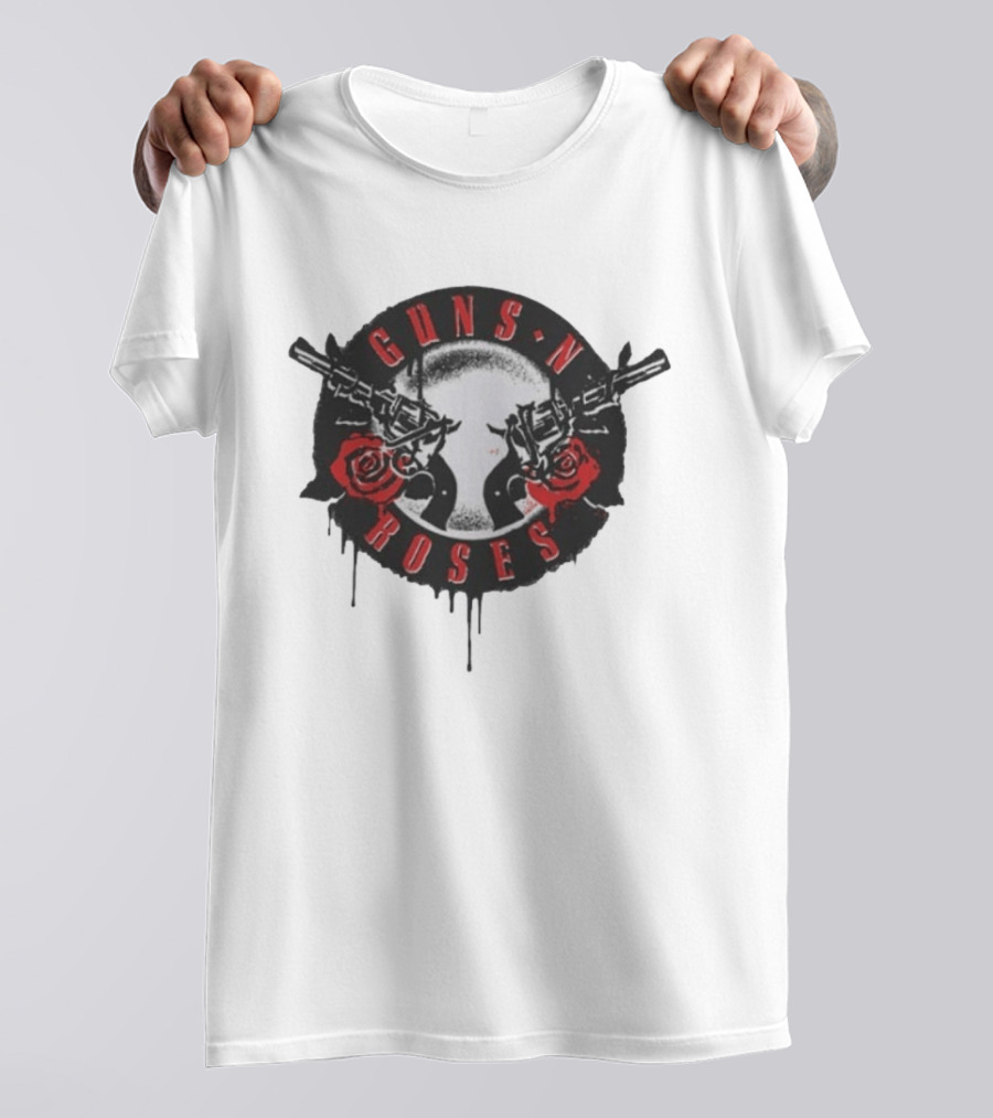 Guns N Roses World Tour 2026 Spray Painted Skull And Roses T-Shirt
