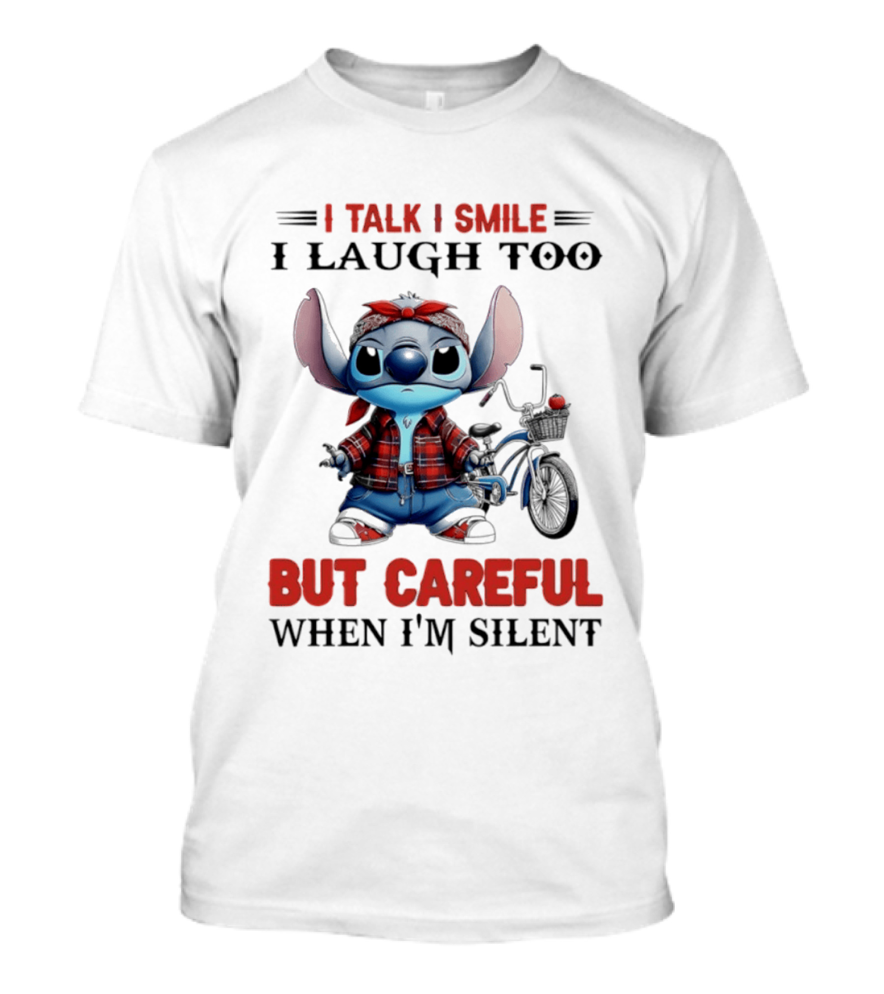 I Talk I Smile I Laugh Too But Careful When I'm Silent Stitch Biker T-Shirt