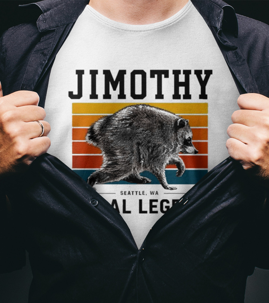 Jimothy Feral Legend Seattle WA Raccoon Vintage Stripes T-Shirt