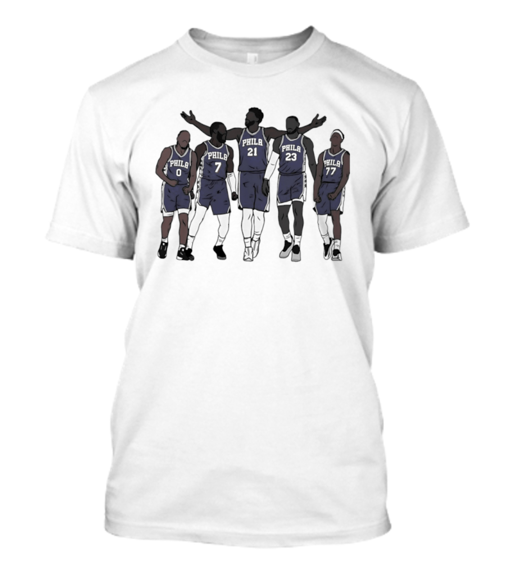 Lebron James Jaylen Brown Joel Embiid VJ Edgecombe Tyrese Maxey Philly 21 23 0 7 77 T-Shirt
