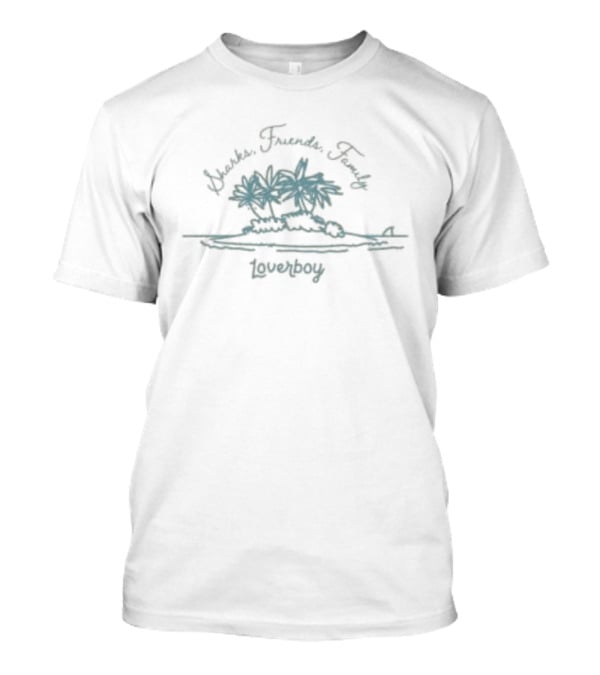 Loverboy Store Sharks Friends Family Classic Crop Tropical Island Scene T-Shirt