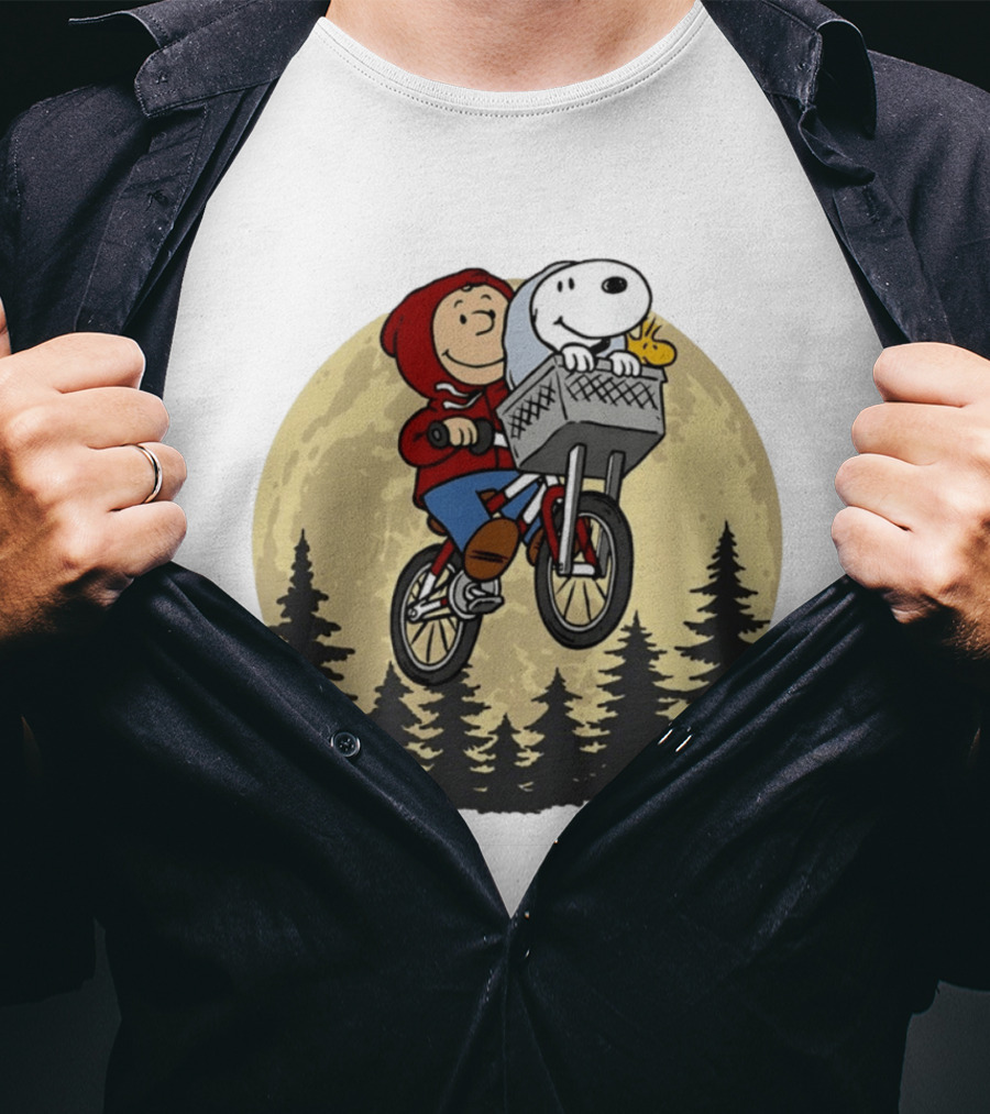 Moon Ride Snoopy And Charlie Brown Bicycle Adventure T-Shirt