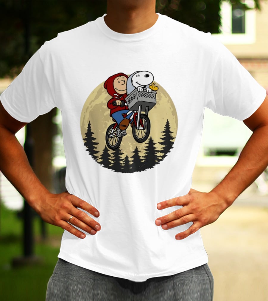 Moon Ride Snoopy And Charlie Brown Bicycle Adventure T-Shirt