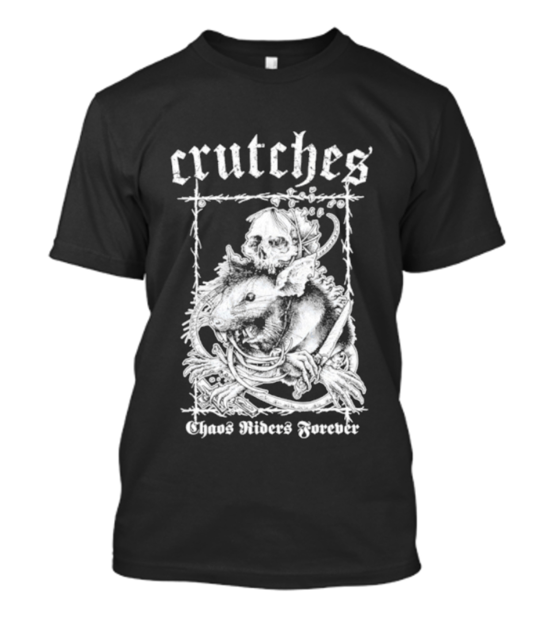 Crutches Chaos Riders Forever Skull Punk Rock T-Shirt