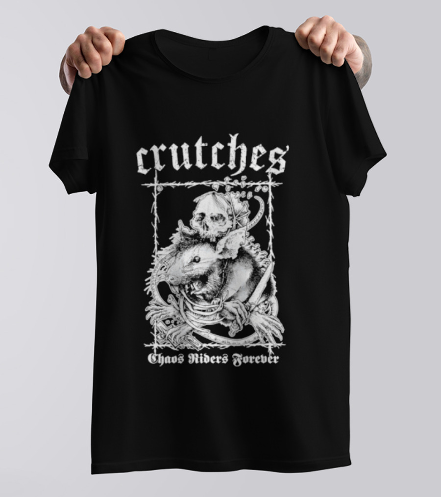 Crutches Chaos Riders Forever Skull Punk Rock T-Shirt