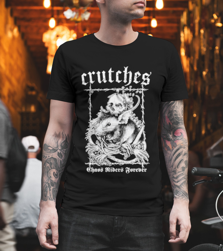 Crutches Chaos Riders Forever Skull Punk Rock T-Shirt
