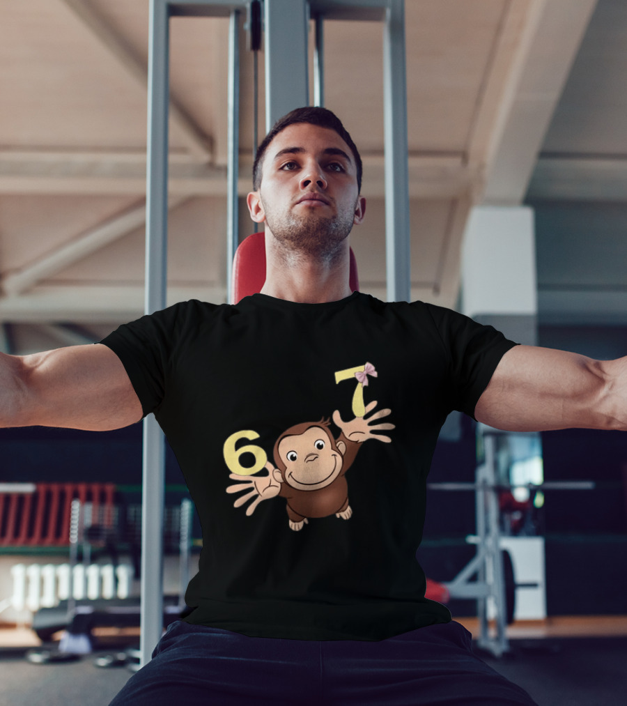 Curious George 67 Birthday Celebration Monkey And Numbers T-Shirt